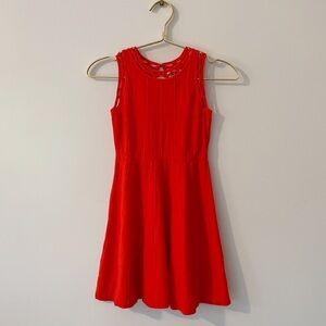 MILLY MINIS EUC Fire Engine Red Designer Architectural Knit Fit & Flare Dress